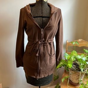 Danskin Brown Zip Front Hoodie Sweatshirt Jacket Size Small Good Coverage!